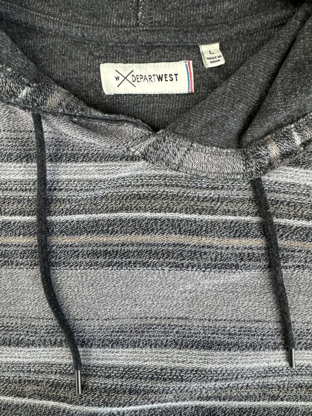 Departwest Buckle Striped Pullover Hoodie Mens Large Gray Baja Sweater - Picture 4 of 8